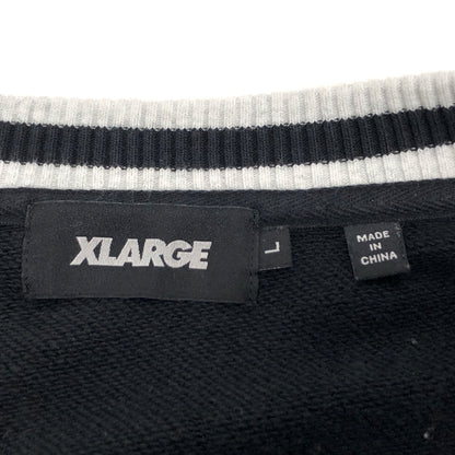 【中古品】【メンズ】 XLARGE エクストララージ RETRO CREWNECK SWEAT 101233012025 レトロクルーネックスウェット 切り替え トレーナー 長袖 トップス 古着 142-260910-rs-08-fur サイズ：L カラー：ブラック/グレー 万代Net店