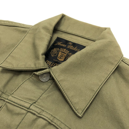 【中古品】【メンズ】 FULLCOUNT × BEAMS LIGHTS フルカウント Sateen Type 2nd Jean Jacket 51-18-0199-794 ミリタリー ジャケット アウター 古着 145-260910-rs-09-fur サイズ：38 カラー：オリーブ系 万代Net店