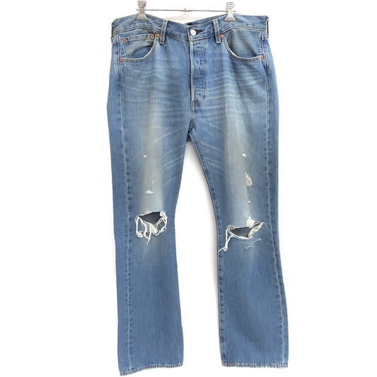 【中古品】【メンズ】 LEVI'S リーバイス 501 DENIM PANTS 00501-3375 デニムパンツ 150周年モデル Gパン ボトムス ダメージ加工 古着 158-260910-rs-10-fur サイズ：W34×L32 カラー：インディゴ 万代Net店