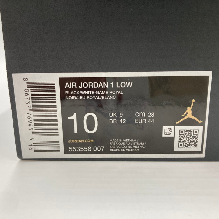【未使用品】【メンズ】 NIKE ナイキ 553558-007/AIR JORDAN 1 LOW BLACK GAME ROYAL METALLIC PLATINUM 160-250314-NS-6-iwa サイズ：28 カラー：ブラック ブルー 万代Net店