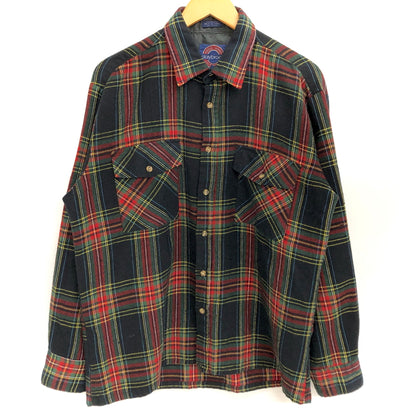 【中古品】【メンズ】 CLAYBROOKE クレイブルック 80S CHECK LS ACRYLIC SHIRT チェックシャツ 長袖 トップス 古着 ヴィンテージ 146-260623-rs-02-fur サイズ：L カラー：ブラック/レッド/グリーン 万代Net店