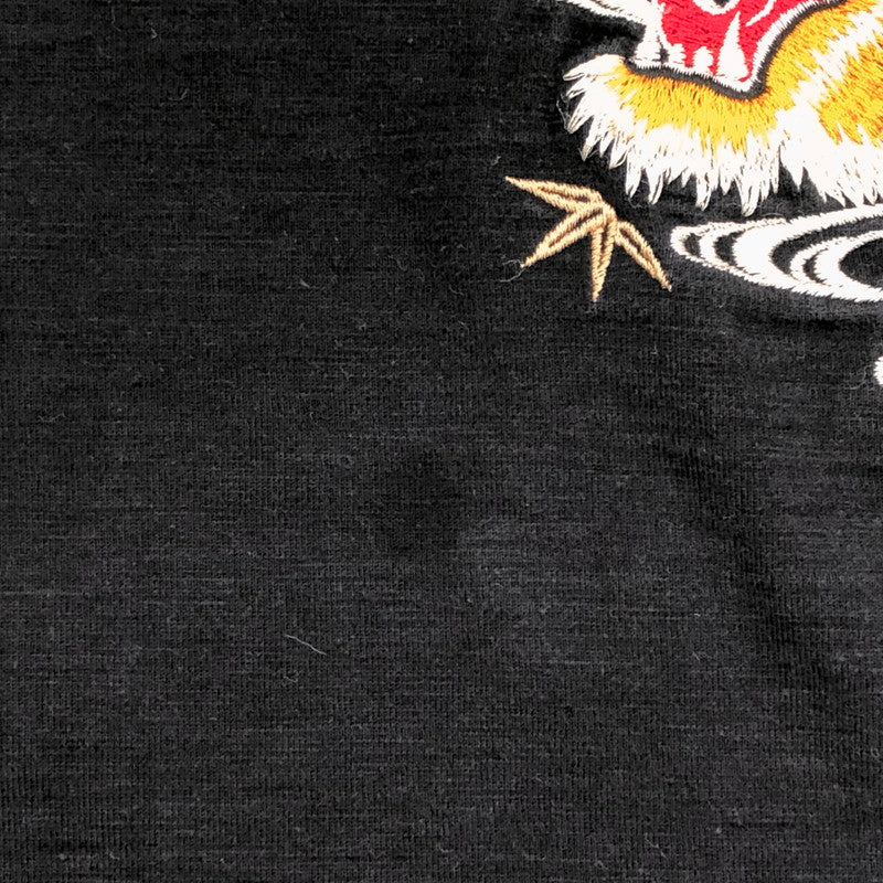 【現状渡し品】【メンズ】 CROPPED HEADS クロップドヘッズ S/S TEE Tシャツ タイガー 虎 刺繍 和柄 半袖 トップス アメカジ系 145-250401-rs-04-fur サイズ：S カラー：ブラック 万代Net店