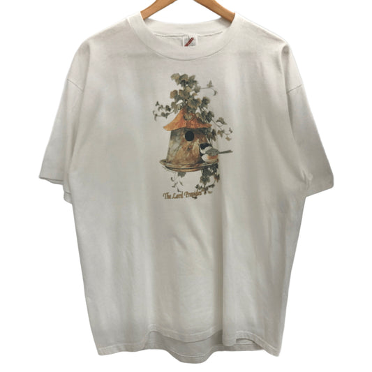 【現状渡し品】【メンズ】 JERZEES ジャージーズ CHICKADEE PRINT S/S TEE 小鳥プリント Tシャツ 半袖 トップス 古着 ヴィンテージ 146-260623-rs-05-fur サイズ：2X(2XL) カラー：ホワイト 万代Net店