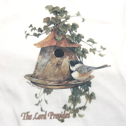 【現状渡し品】【メンズ】 JERZEES ジャージーズ CHICKADEE PRINT S/S TEE 小鳥プリント Tシャツ 半袖 トップス 古着 ヴィンテージ 146-260623-rs-05-fur サイズ：2X(2XL) カラー：ホワイト 万代Net店