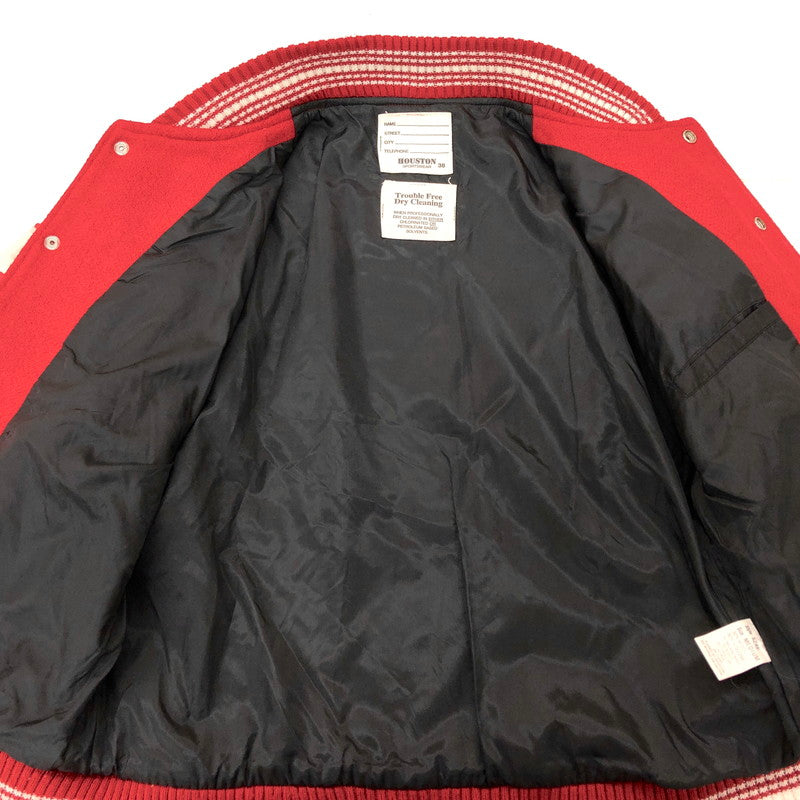 【中古品】【メンズ】 HOUSTON ヒューストン STADIUM JACKET 5245 スタジアムジャケット スタジャン ブルゾン アウター アメカジ系 145-241125-rs-01-fur サイズ：38 カラー：レッド 万代Net店