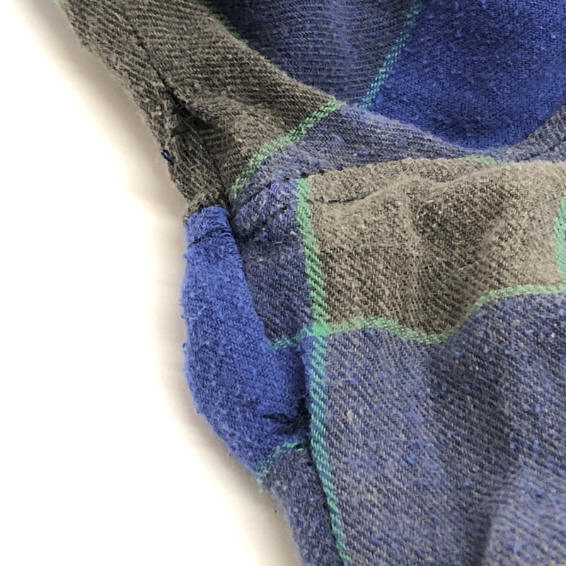 【ジャンク品】【メンズ】 WRANGLER ラングラー 80S SNAP BUTTON L/S CHECK SHIRT チェックシャツ 長袖 トップス スナップボタン 古着 ヴィンテージ 146-260623-rs-08-fur サイズ：L カラー：ブルー/グレー 万代Net店