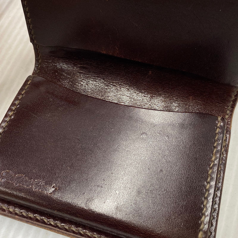 【中古品】【メンズ/レディース】 THE FLAT HEAD ザフラットヘッド CROCODILE 二つ折りカードケース 財布 200-260701-kh-12-izu カラー：ネイビー 万代Net店