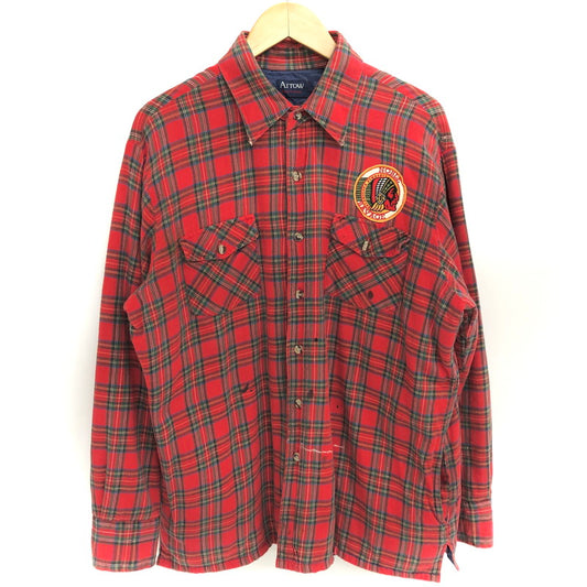 【ジャンク品】【メンズ】 ARROW アロー チェック柄 シャツジャケット 裏地付き ワッペン ヴィンテージ系 146-260331-rs-07-fur サイズ：L カラー：レッド 万代Net店