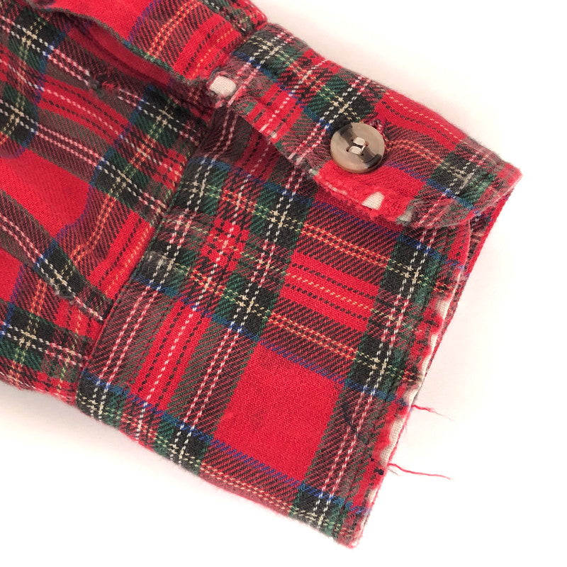 【ジャンク品】【メンズ】 ARROW アロー チェック柄 シャツジャケット 裏地付き ワッペン ヴィンテージ系 146-260331-rs-07-fur サイズ：L カラー：レッド 万代Net店