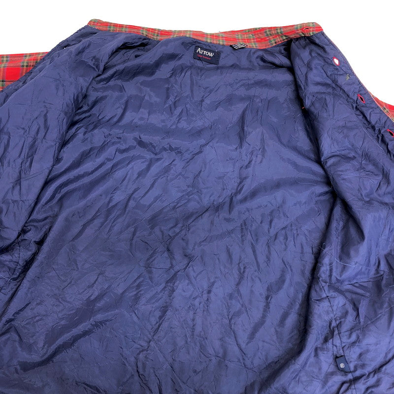 【ジャンク品】【メンズ】 ARROW アロー チェック柄 シャツジャケット 裏地付き ワッペン ヴィンテージ系 146-260331-rs-07-fur サイズ：L カラー：レッド 万代Net店