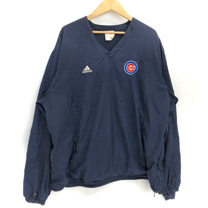 【ジャンク品】【メンズ】 ADIDAS アディダス 90S MLB CUBS V NECK NYLON JACKET トップス 長袖 ゲームシャツ ユニフォーム 古着 ヴィンテージ 146-260625-rs-06-fur サイズ：XL カラー：ネイビー 万代Net店