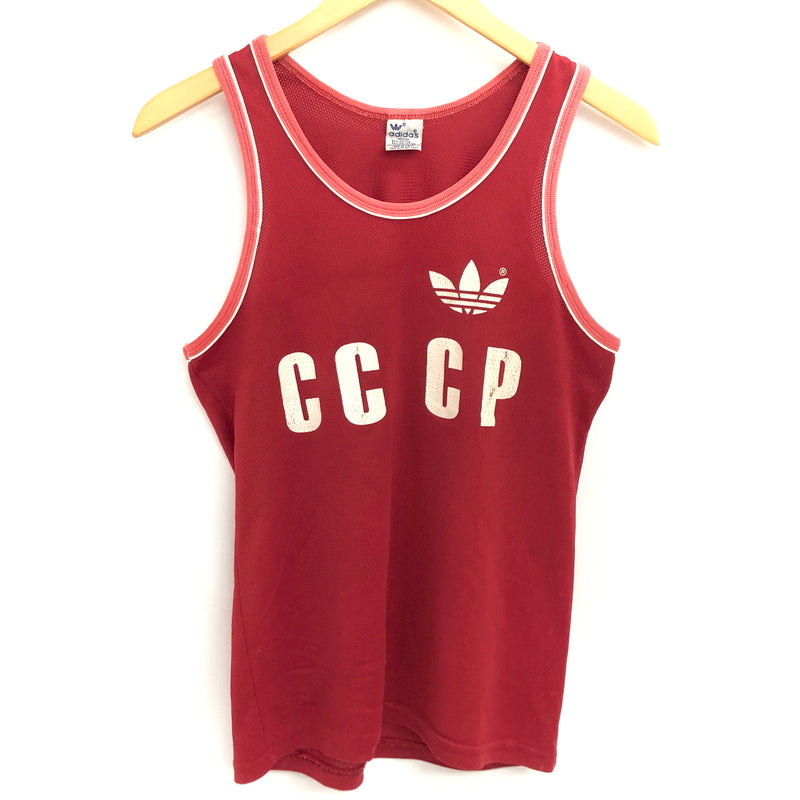 【現状渡し品】【メンズ】 OLD ADIDAS オールドアディダス 80S "CCCP" TANK TOP タンクトップ 台湾製 古着 ヴィンテージ 146-260626-rs-01-fur サイズ：M カラー：レッド 万代Net店