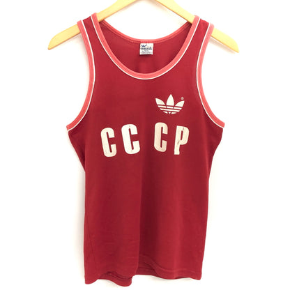 【現状渡し品】【メンズ】 OLD ADIDAS オールドアディダス 80S "CCCP" TANK TOP タンクトップ 台湾製 古着 ヴィンテージ 146-260626-rs-01-fur サイズ：M カラー：レッド 万代Net店
