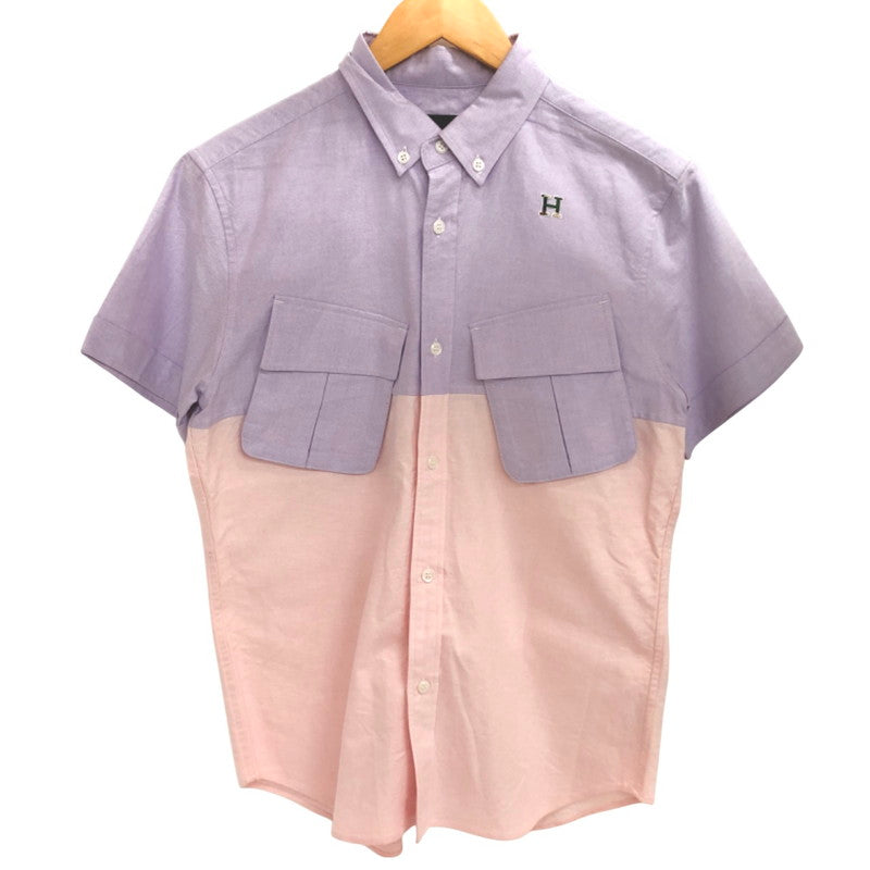 【現状渡し品】【メンズ】 HABANOS ハバノス バイカラー 半袖 シャツ トップス 古着 パステルカラー 140-251028-rs-04-fur サイズ：M カラー：ラベンダー/ピンク 万代Net店