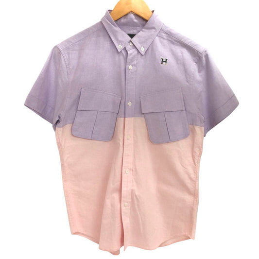 【現状渡し品】【メンズ】 HABANOS ハバノス バイカラー 半袖 シャツ トップス 古着 パステルカラー 140-251028-rs-04-fur サイズ：M カラー：ラベンダー/ピンク 万代Net店