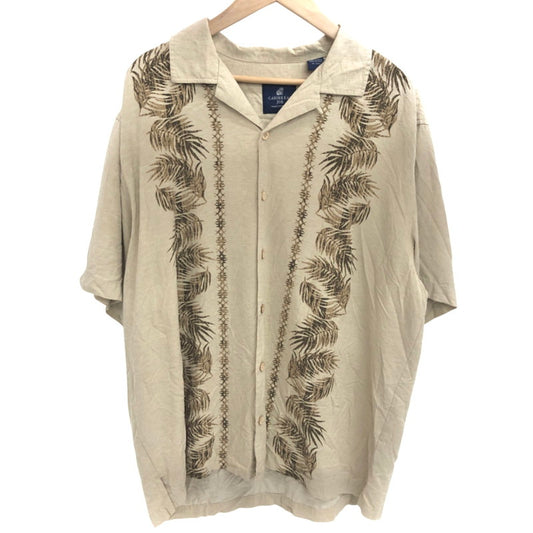 【ジャンク品】【メンズ】 Caribbean Joe Silk Aloha Shirt アロハシャツ ハワイアンシャツ 半袖 トップス 古着 ヴィンテージ系 146-251028-rs-06-fur サイズ：XL カラー：ベージュ系 万代Net店