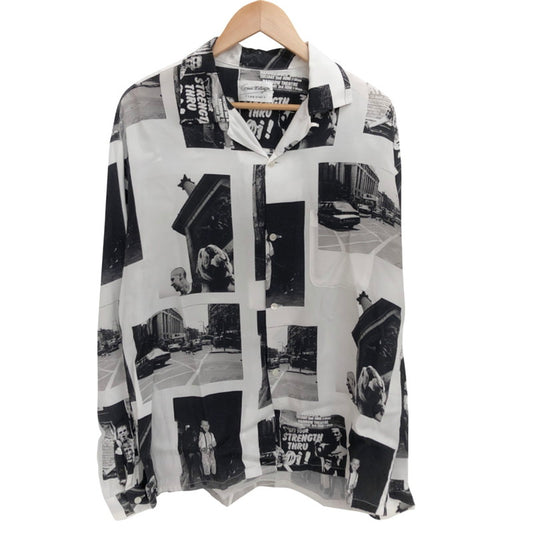 【現状渡し品】【メンズ】 F-LAGSTUF-F フラグスタフ L/S PHOTO SHIRTS 21SS-FS×GW-02 総柄 長袖 シャツ トップス 140-260403-rs-03-fur サイズ：M カラー：ホワイト/ブラック 万代Net店