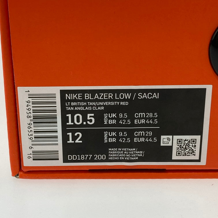 【中古品】【メンズ】 NIKE ナイキ NIKE × SACAI DD1877-200 BLAZER LOW SACAI 靴 スニーカー 160-251223-WA-07-iwa サイズ：28.5cm カラー：ライトブリティッシュタン ユニバーシティレッド 万代Net店