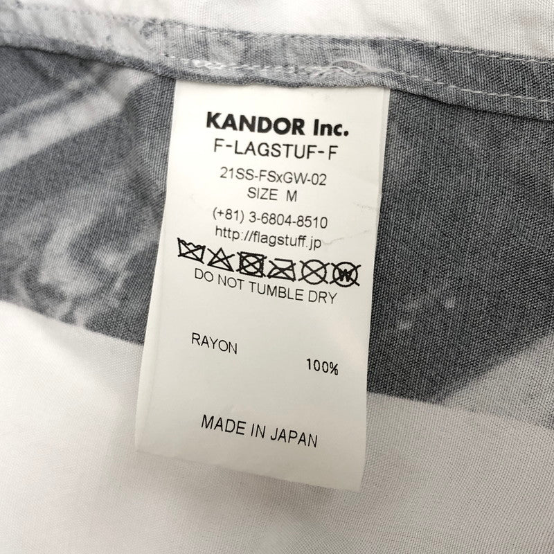 【現状渡し品】【メンズ】 F-LAGSTUF-F フラグスタフ L/S PHOTO SHIRTS 21SS-FS×GW-02 総柄 長袖 シャツ トップス 140-260403-rs-03-fur サイズ：M カラー：ホワイト/ブラック 万代Net店