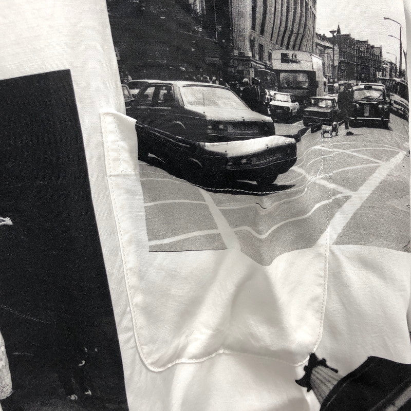 【現状渡し品】【メンズ】 F-LAGSTUF-F フラグスタフ L/S PHOTO SHIRTS 21SS-FS×GW-02 総柄 長袖 シャツ トップス 140-260403-rs-03-fur サイズ：M カラー：ホワイト/ブラック 万代Net店