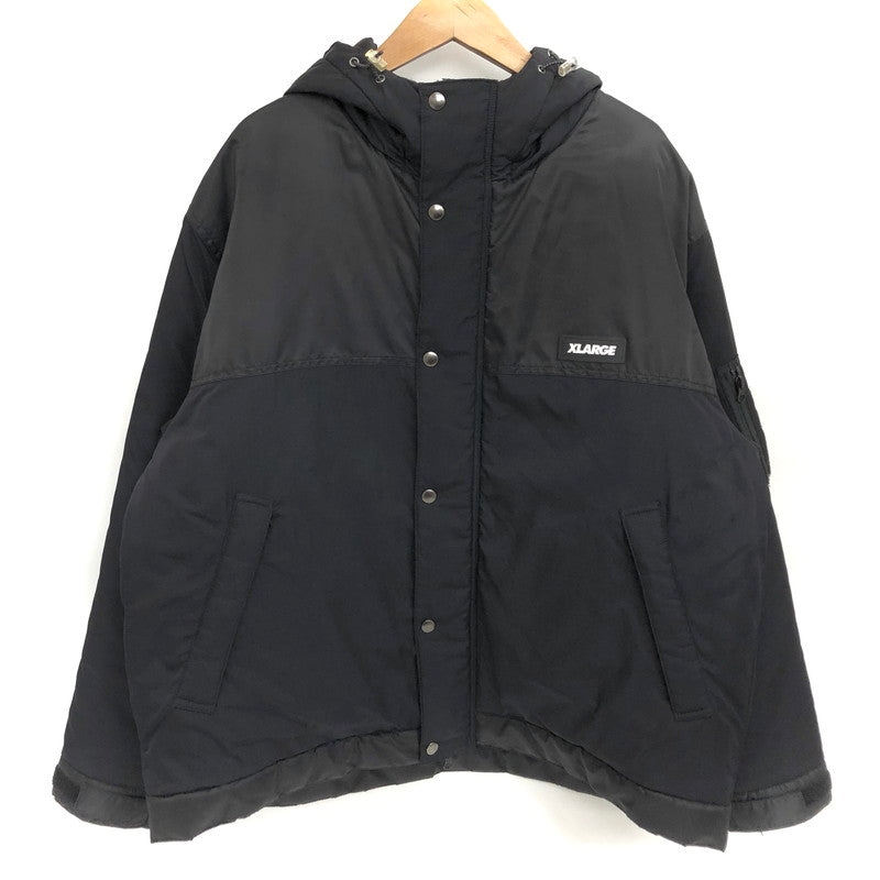 【現状渡し品】【メンズ】 XLARGE エクストララージ NYLON HOODED JACKET 101224021003 フードジャケット 中綿 アウター ストリート系 142-251029-rs-03-fur サイズ：XL カラー：ブラック 万代Net店