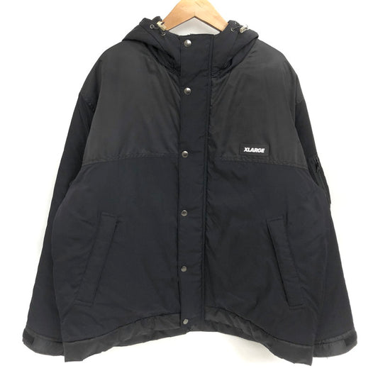 【現状渡し品】【メンズ】 XLARGE エクストララージ NYLON HOODED JACKET 101224021003 フードジャケット 中綿 アウター ストリート系 142-251029-rs-03-fur サイズ：XL カラー：ブラック 万代Net店