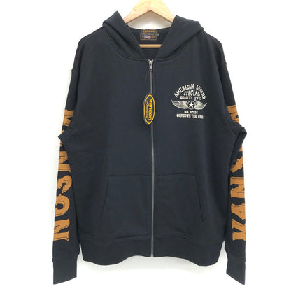 【中古美品】【メンズ】 VANSON バンソン ZIP HOODIE NVSZ-222 ジップフーディ パーカー バックプリント 長袖 トップス アメカジ系 145-250407-rs-03-fur サイズ：XL カラー：ブラック 万代Net店