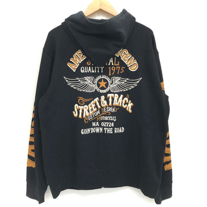 【中古美品】【メンズ】 VANSON バンソン ZIP HOODIE NVSZ-222 ジップフーディ パーカー バックプリント 長袖 トップス アメカジ系 145-250407-rs-03-fur サイズ：XL カラー：ブラック 万代Net店