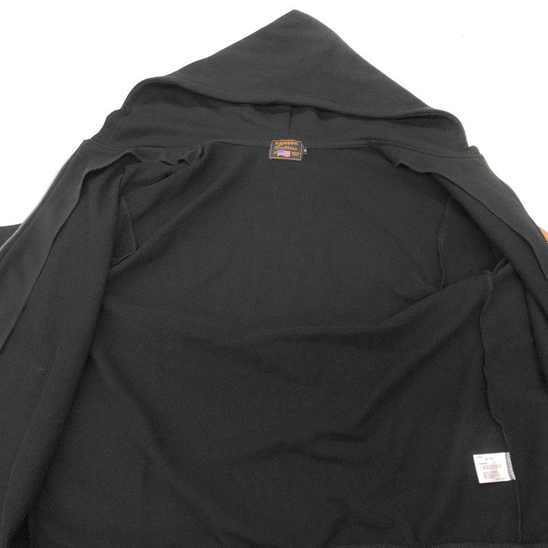 【中古美品】【メンズ】 VANSON バンソン ZIP HOODIE NVSZ-222 ジップフーディ パーカー バックプリント 長袖 トップス アメカジ系 145-250407-rs-03-fur サイズ：XL カラー：ブラック 万代Net店