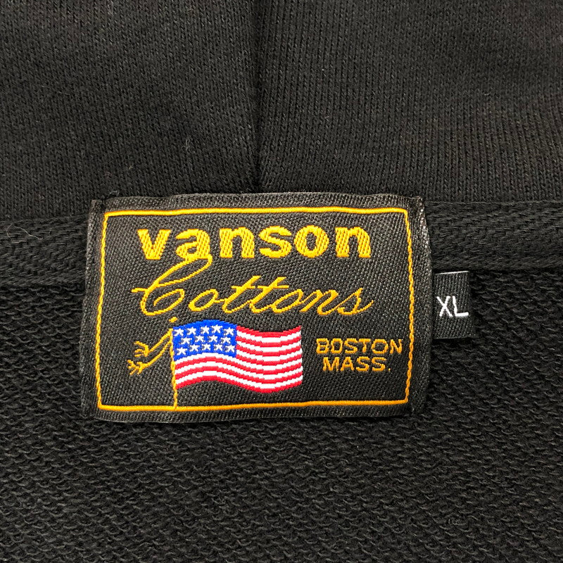 【中古美品】【メンズ】 VANSON バンソン ZIP HOODIE NVSZ-222 ジップフーディ パーカー バックプリント 長袖 トップス アメカジ系 145-250407-rs-03-fur サイズ：XL カラー：ブラック 万代Net店