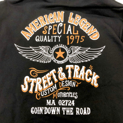 【中古美品】【メンズ】 VANSON バンソン ZIP HOODIE NVSZ-222 ジップフーディ パーカー バックプリント 長袖 トップス アメカジ系 145-250407-rs-03-fur サイズ：XL カラー：ブラック 万代Net店