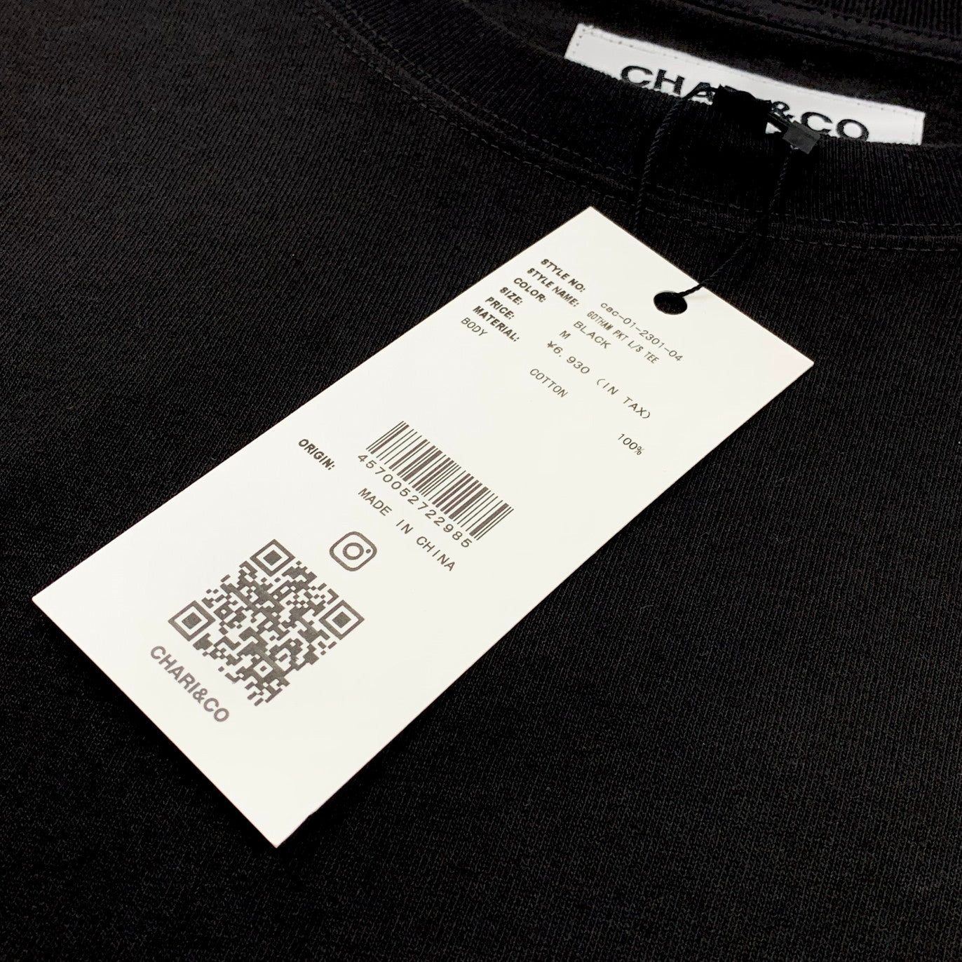 【中古品】【メンズ】 CHARI＆CO チャリアンドコー L/S TEE Tシャツ ロンT ポケットＴシャツ トップス 178-251227-yu-04-fur サイズ：M カラー：ブラック 万代Net店