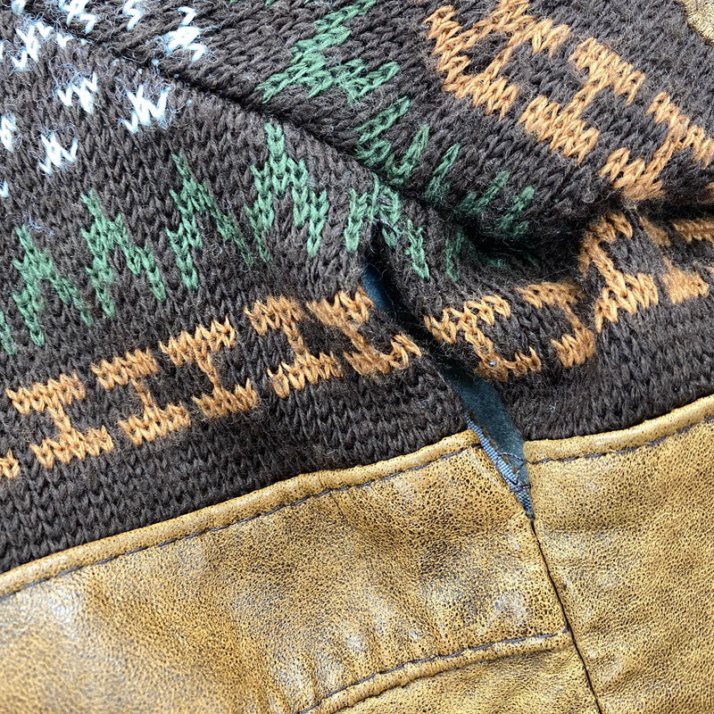 【現状渡し品】【メンズ】 VINTAGE イングランド製 BOHEMIAN PATTERN LEATHER JACKET ボヘミアン パターン レザー ジャケット アウター 146-260305-cs-03-izu サイズ：S カラー：ブラウン 万代Net店