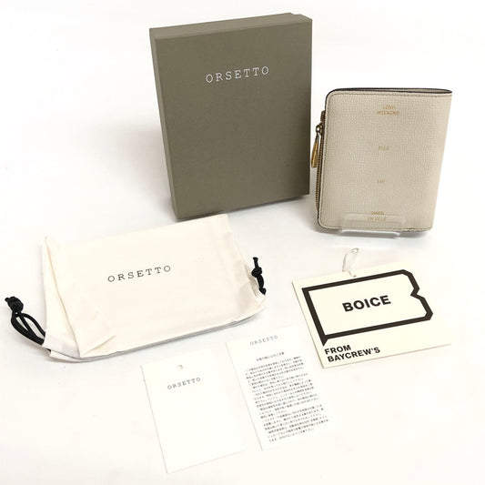 【現状渡し品】【レディース】 ORSETTO オルセット 03-001-01 二つ折り財布 牛革 コンパクトウォレット 201-250411-rs-04-fur カラー：アイボリー 万代Net店