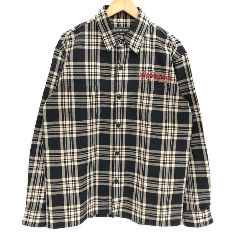 【中古品】【メンズ】 SOFTMACHINE ソフトマシーン L/S SHIRT チェックシャツ 長袖 トップス 古着 142-260917-rs-10-fur サイズ：L カラー：ブラック/オフホワイト 万代Net店