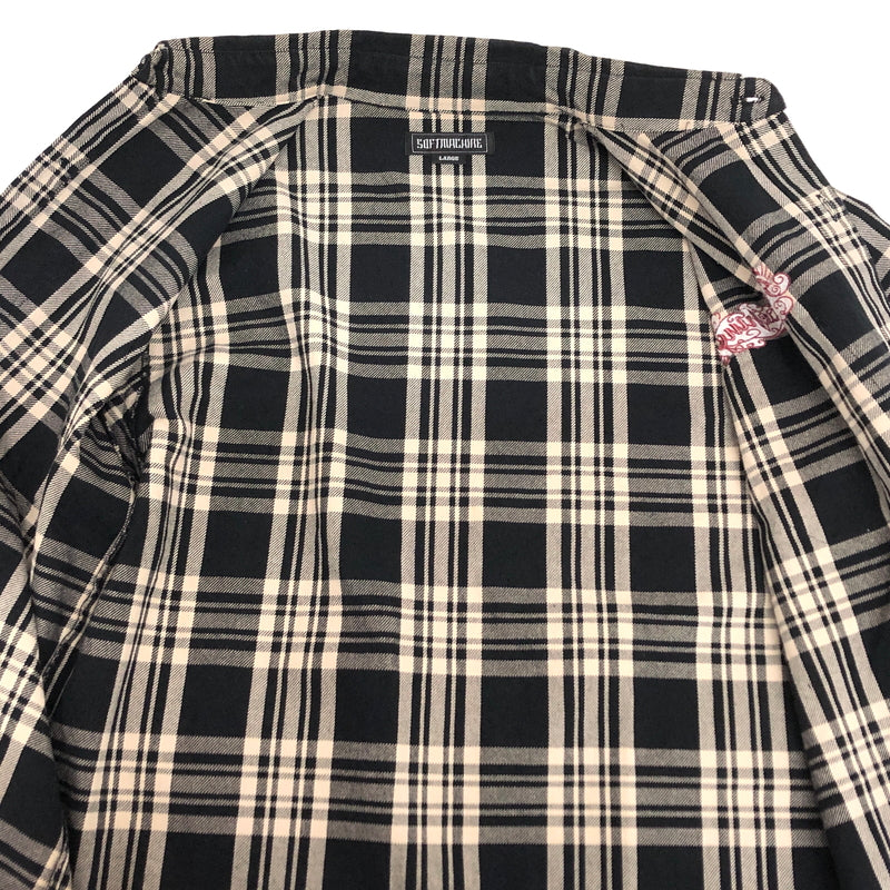 【中古品】【メンズ】 SOFTMACHINE ソフトマシーン L/S SHIRT チェックシャツ 長袖 トップス 古着 142-260917-rs-10-fur サイズ：L カラー：ブラック/オフホワイト 万代Net店
