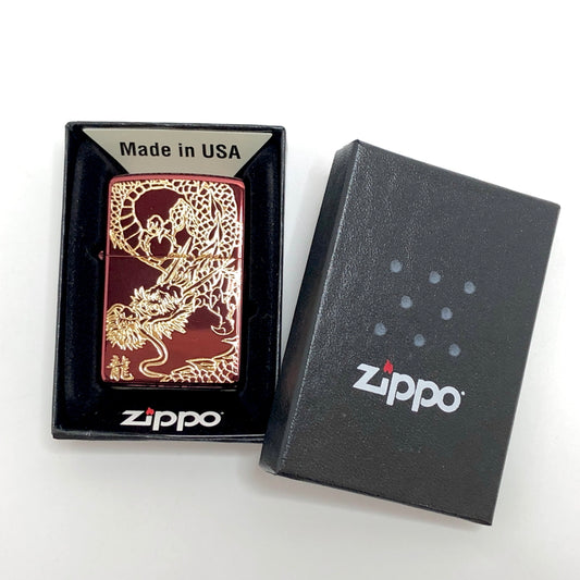 【中古美品】【メンズ/レディース】 ZIPPO ジッポ RED DRAGON G オイルライター 和柄 龍 206-260924-rs-01-fur カラー：レッド 万代Net店