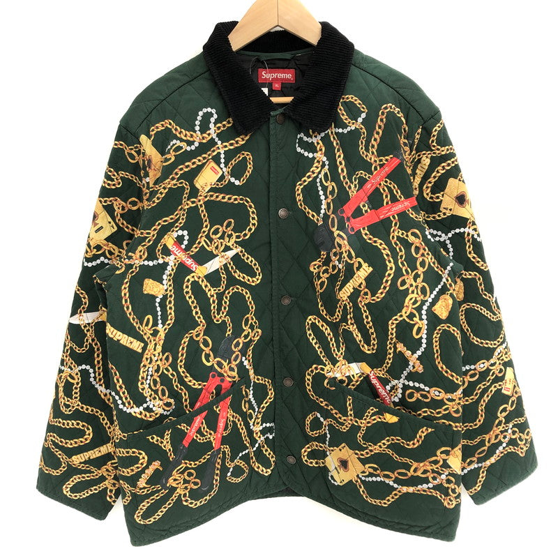 【中古品】【メンズ】 Supreme シュプリーム 20AW Chains Quilted Jacket チェーン キルト ジャケット ブルゾン アウター 149-251031-rs-03-fur サイズ：XL カラー：グリーン 万代Net店