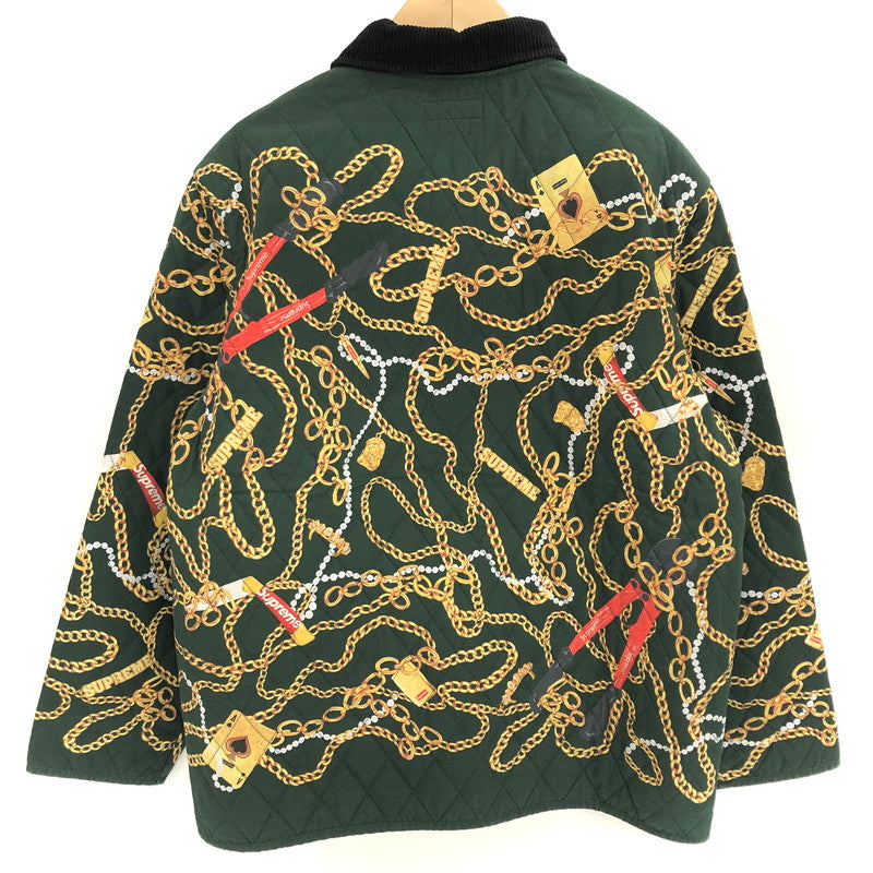 【中古品】【メンズ】 Supreme シュプリーム 20AW Chains Quilted Jacket チェーン キルト ジャケット ブルゾン アウター 149-251031-rs-03-fur サイズ：XL カラー：グリーン 万代Net店