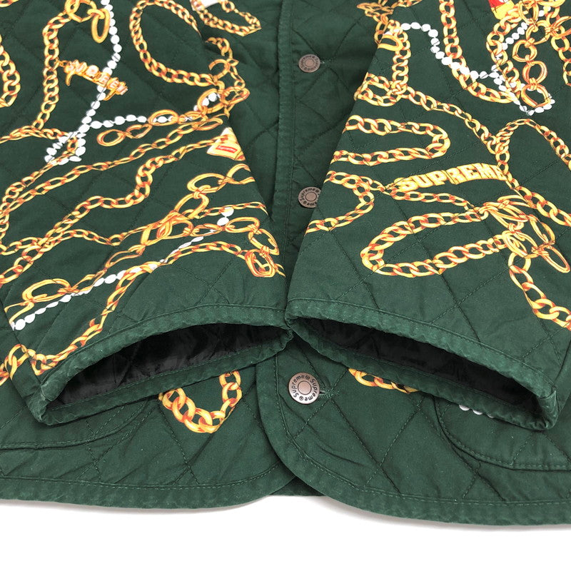【中古品】【メンズ】 Supreme シュプリーム 20AW Chains Quilted Jacket チェーン キルト ジャケット ブルゾン アウター 149-251031-rs-03-fur サイズ：XL カラー：グリーン 万代Net店