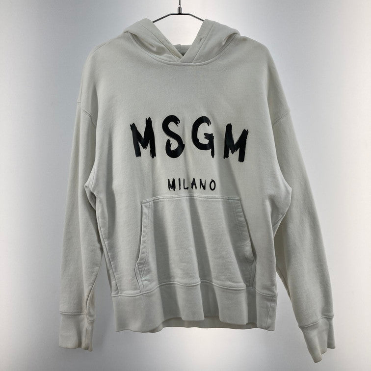 【現状渡し品】【メンズ】 MSGM 2000MM515 21AW PAINT LOGO PULLOVER HOODIE プルオーバー パーカー 142-251228-WA-01-iwa サイズ：XS カラー：ホワイト 万代Net店