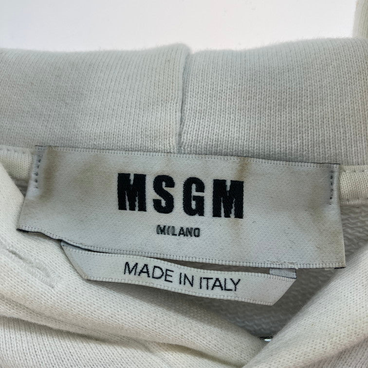 【現状渡し品】【メンズ】 MSGM 2000MM515 21AW PAINT LOGO PULLOVER HOODIE プルオーバー パーカー 142-251228-WA-01-iwa サイズ：XS カラー：ホワイト 万代Net店