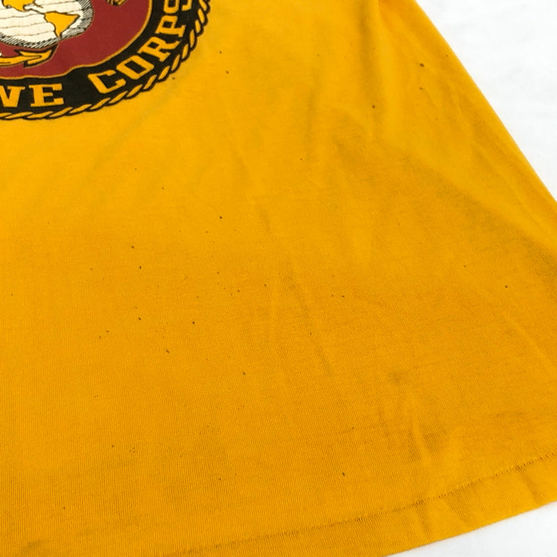 【現状渡し品】【メンズ】 US.NAVY ユーエスネイビー 両シングル 70-80S USMC S/S TEE 半袖 プリント Tシャツ トップス 古着 ヴィンテージ 146-260630-rs-06-fur サイズ：不明 カラー：イエロー 万代Net店