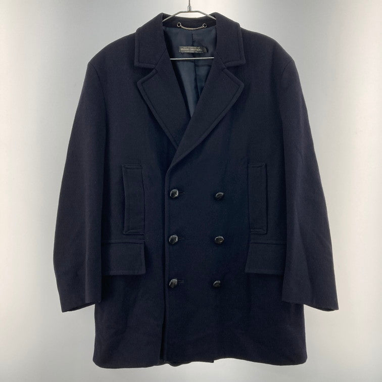 【中古品】【メンズ】 BROOK’S BROTHERS 英国製 黒銀タグ 70S ウールメルトンダブルブレストコート 146-251228-WA-03-iwa サイズ：38 カラー：ネイビー系 万代Net店