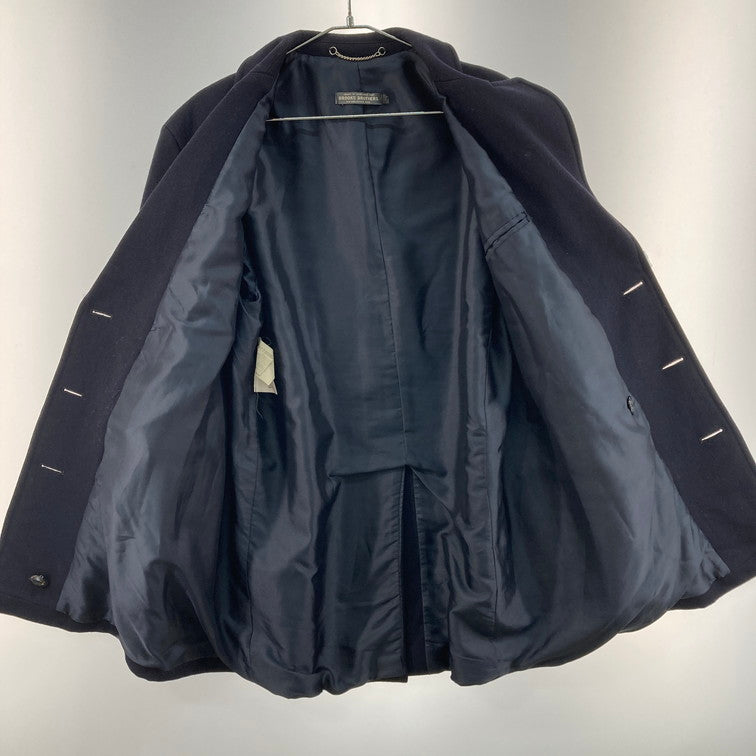 【中古品】【メンズ】 BROOK’S BROTHERS 英国製 黒銀タグ 70S ウールメルトンダブルブレストコート 146-251228-WA-03-iwa サイズ：38 カラー：ネイビー系 万代Net店