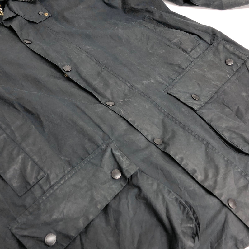 【現状渡し品】【メンズ】 BARBOUR バーブァー 90S BORDER OILED JACKET オイルジャケット 3ワラント 95年製 英国製 アウター 古着 ヴィンテージ 144-260630-rs-08-fur サイズ：C44/112CM カラー：ネイビー 万代Net店