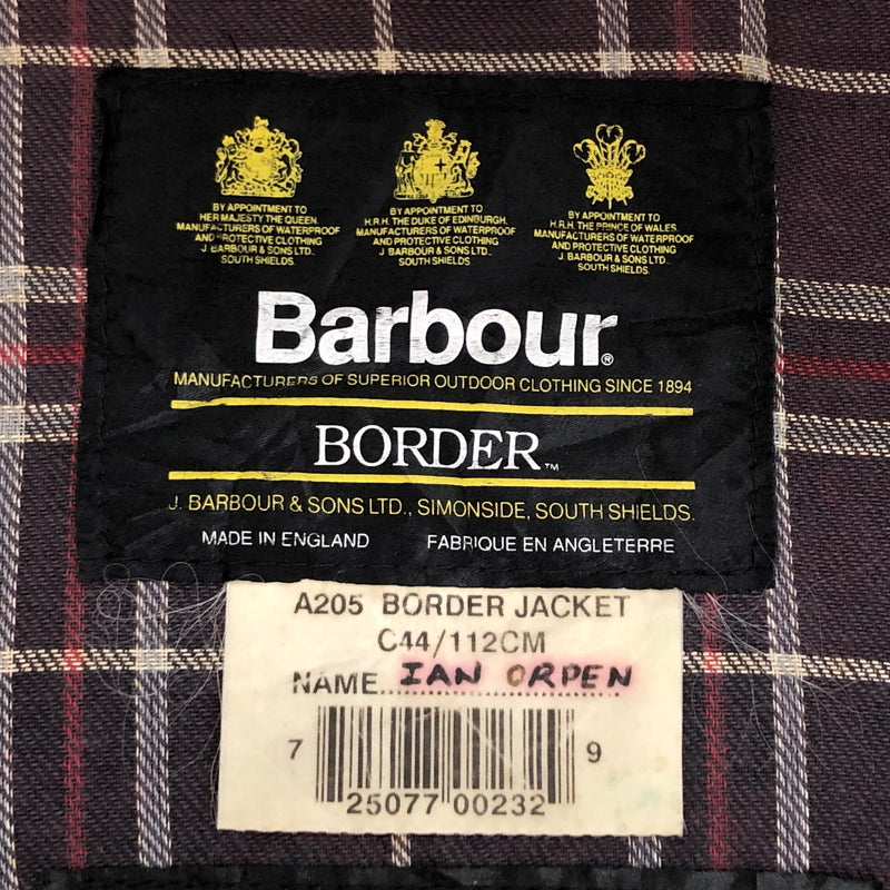 【現状渡し品】【メンズ】 BARBOUR バーブァー 90S BORDER OILED JACKET オイルジャケット 3ワラント 95年製 英国製 アウター 古着 ヴィンテージ 144-260630-rs-08-fur サイズ：C44/112CM カラー：ネイビー 万代Net店