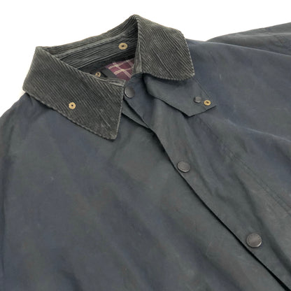 【現状渡し品】【メンズ】 BARBOUR バーブァー 90S BORDER OILED JACKET オイルジャケット 3ワラント 95年製 英国製 アウター 古着 ヴィンテージ 144-260630-rs-08-fur サイズ：C44/112CM カラー：ネイビー 万代Net店