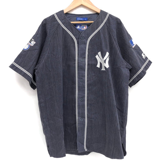 【中古品】【メンズ】 STARTER スターター × MLB YORK YANKEES ベースボールシャツ NY ストーンウォッシュ 半袖 トップス スポーツ系 ヴィンテージ系 146-250725-rs-05-fur サイズ：L カラー：ネイビー 万代Net店