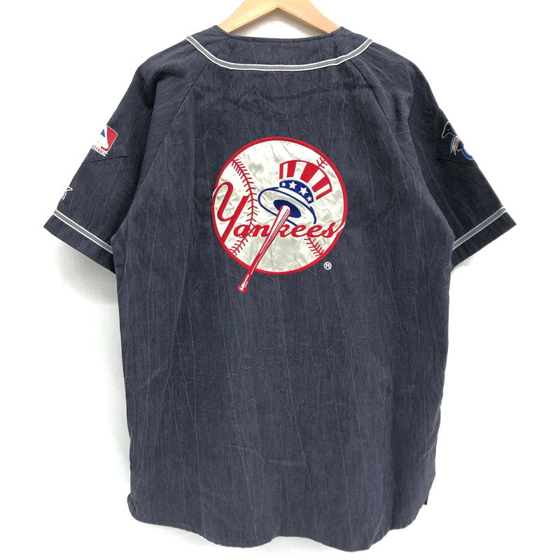 【中古品】【メンズ】 STARTER スターター × MLB YORK YANKEES ベースボールシャツ NY ストーンウォッシュ 半袖 トップス スポーツ系 ヴィンテージ系 146-250725-rs-05-fur サイズ：L カラー：ネイビー 万代Net店
